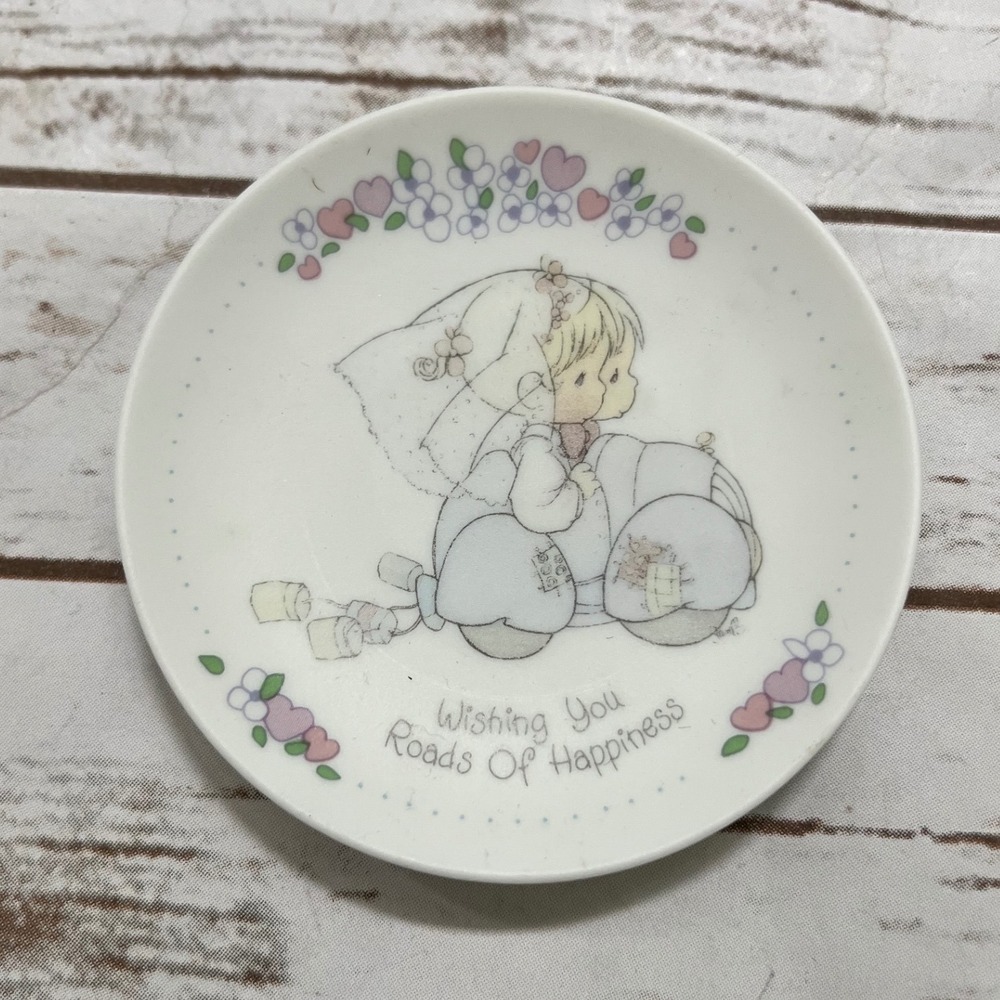 Precious Moments Mini Plate White‎ Wishing You Roads Of Happiness 1989 OS